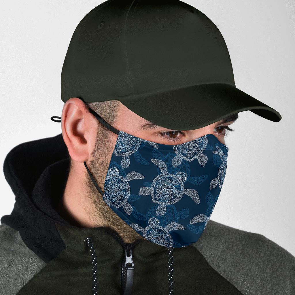 Hawaiian Blue Sea Turtle Pattern Print Face Mask-grizzshop