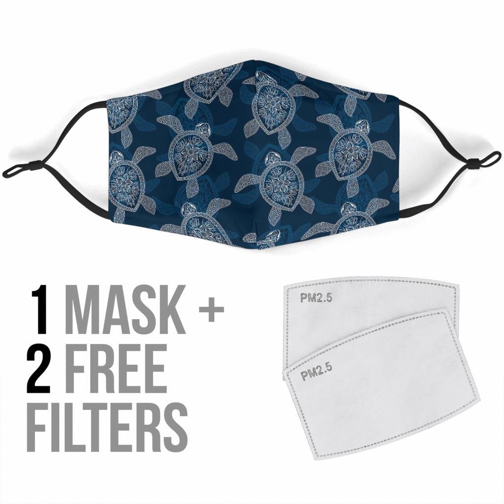 Hawaiian Blue Sea Turtle Pattern Print Face Mask-grizzshop