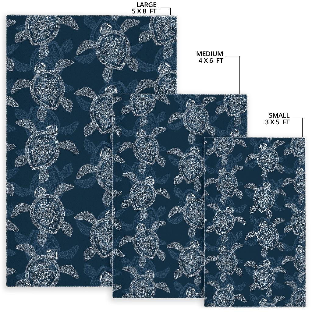 Hawaiian Blue Sea Turtle Pattern Print Floor Mat-grizzshop