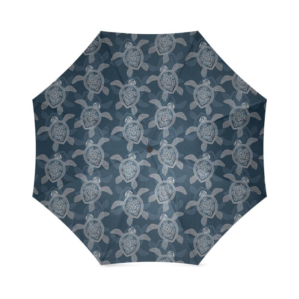 Hawaiian Blue Sea Turtle Pattern Print Foldable Umbrella-grizzshop