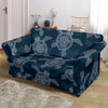 Hawaiian Blue Sea Turtle Pattern Print Loveseat Cover-grizzshop