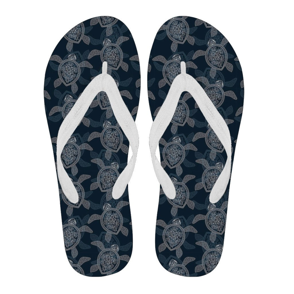 Hawaiian Blue Sea Turtle Pattern Print Men & Women Flip Flops-grizzshop