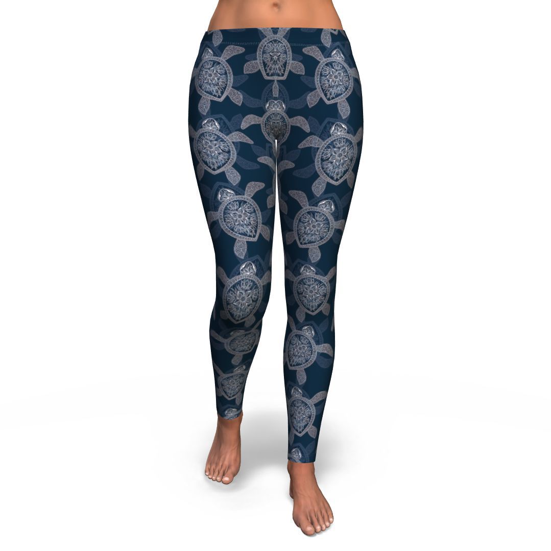 Hawaiian Blue Sea Turtle Pattern Print Pattern Women Leggings-grizzshop