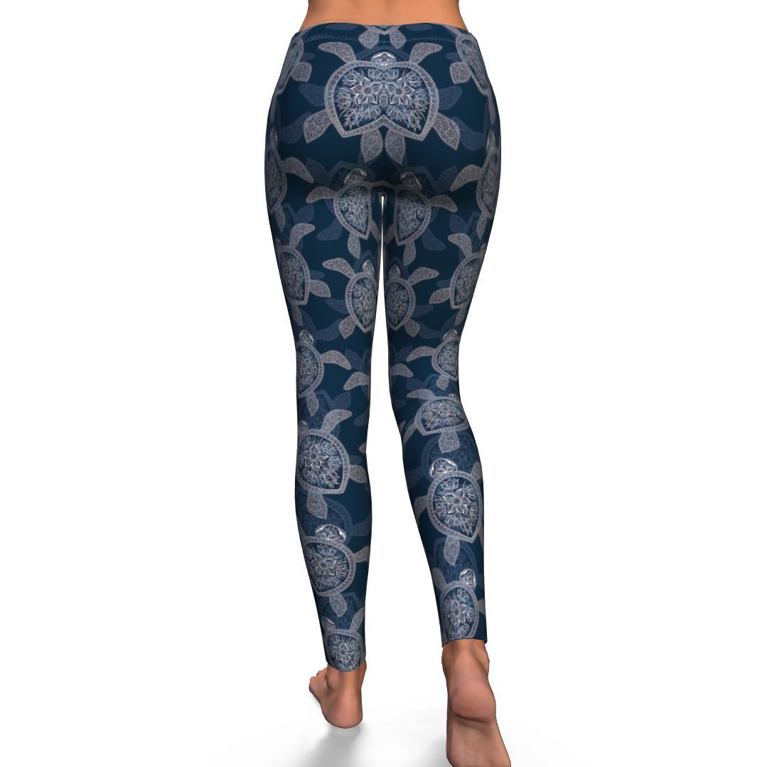 Hawaiian Blue Sea Turtle Pattern Print Pattern Women Leggings-grizzshop