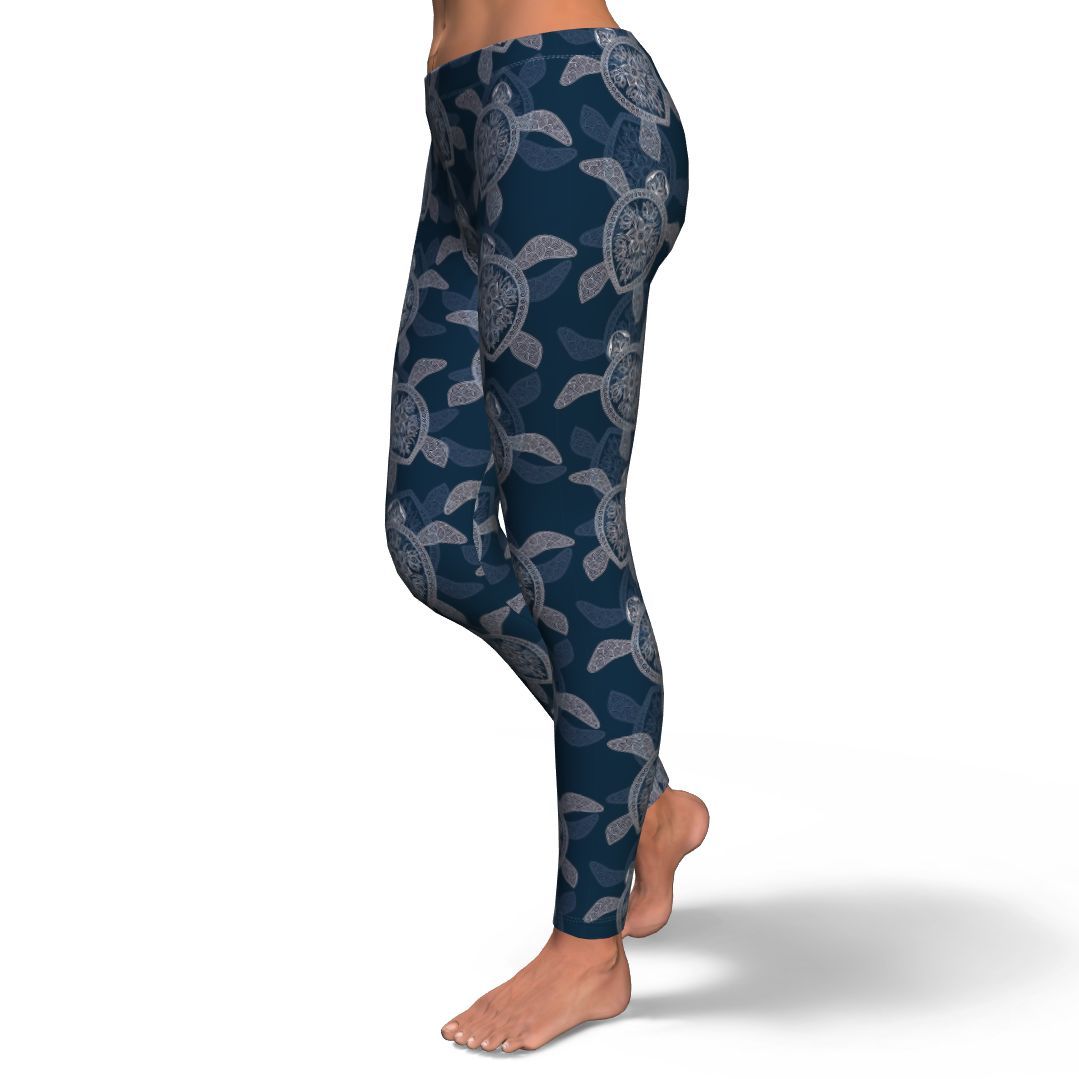 Hawaiian Blue Sea Turtle Pattern Print Pattern Women Leggings-grizzshop