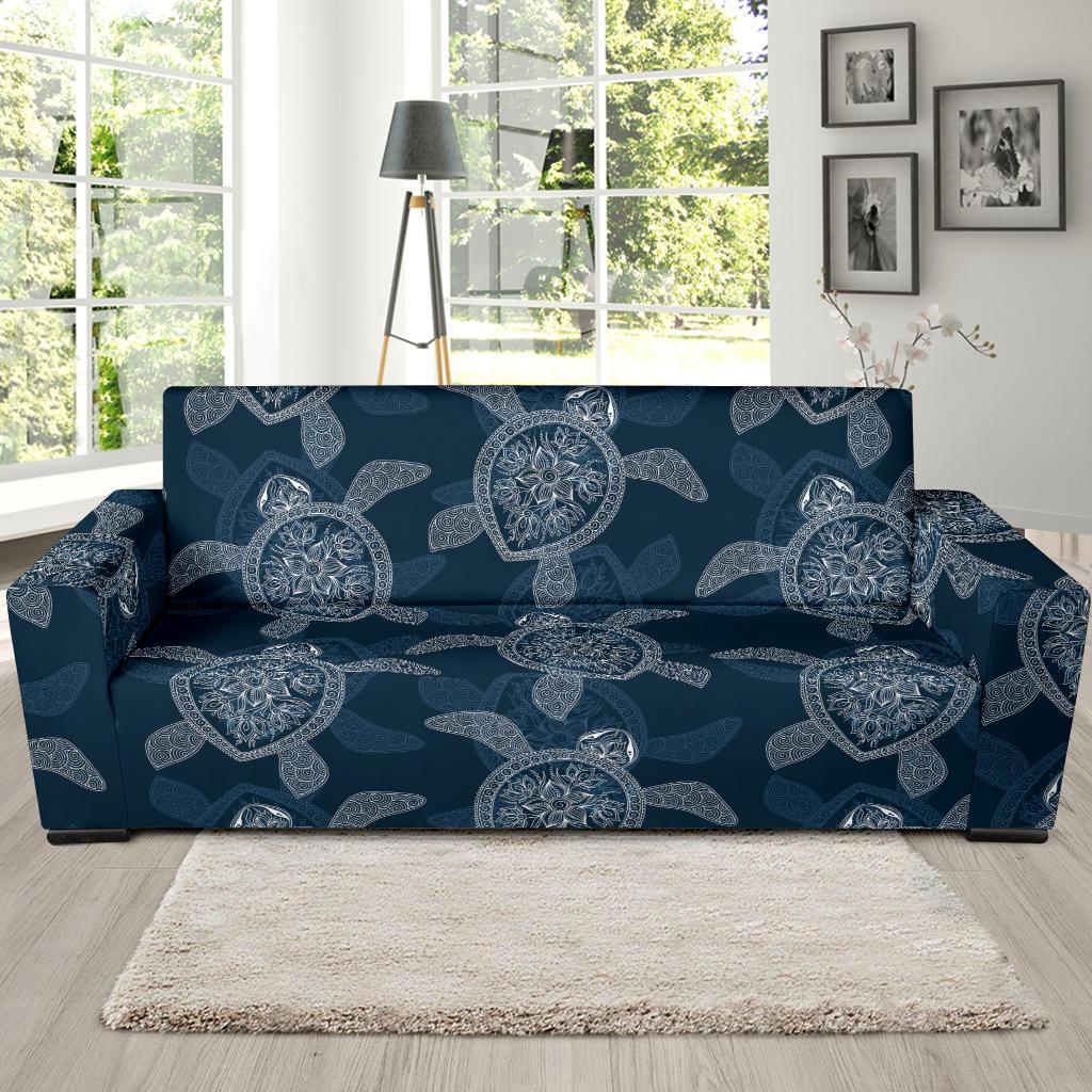 Hawaiian Blue Sea Turtle Pattern Print Sofa Covers-grizzshop