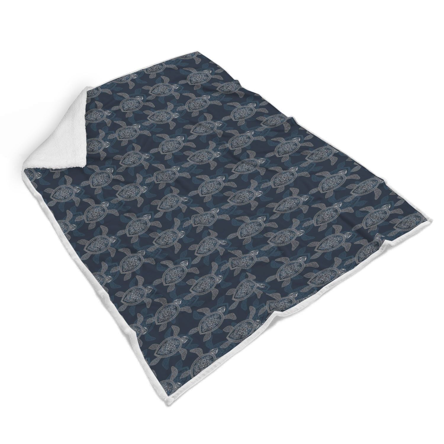 Hawaiian Blue Sea Turtle Pattern Print Throw Blanket-grizzshop