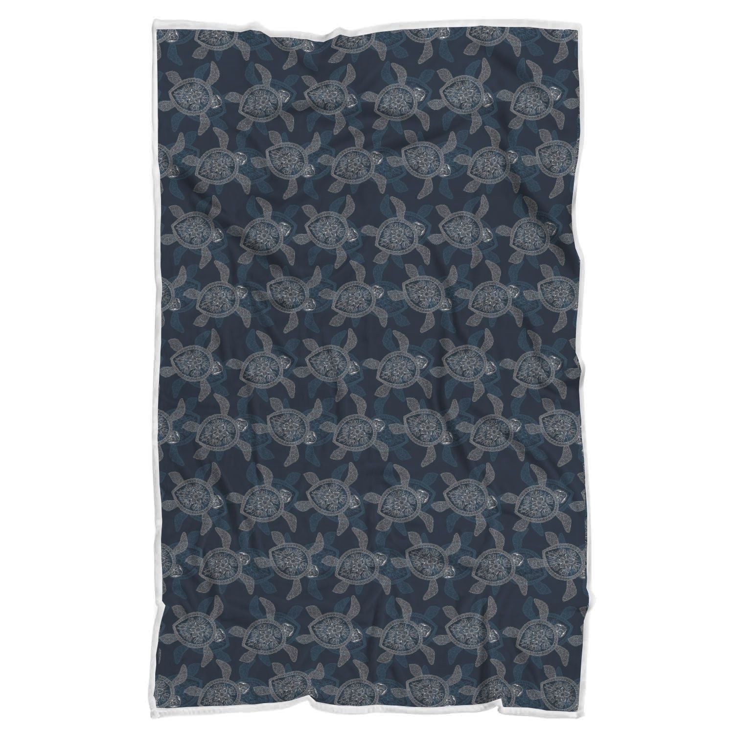Hawaiian Blue Sea Turtle Pattern Print Throw Blanket-grizzshop