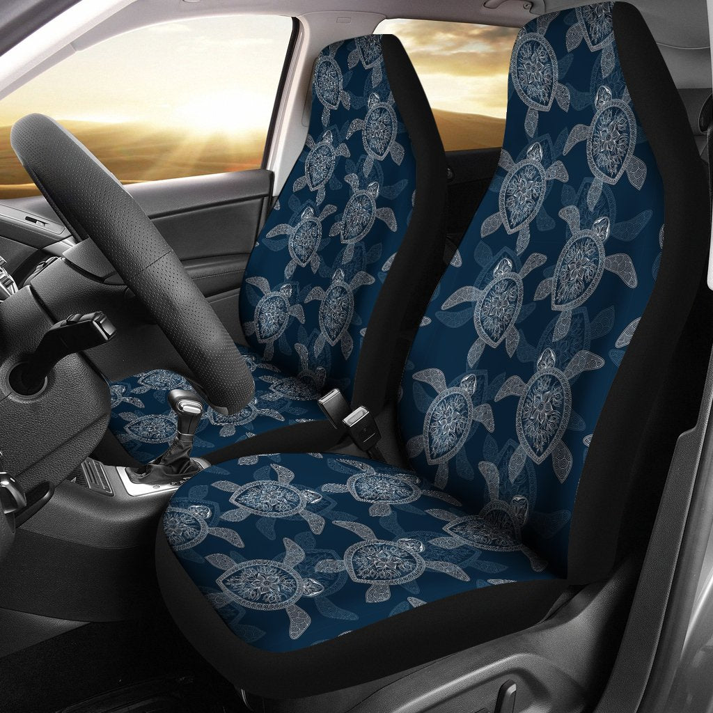 Hawaiian Blue Sea Turtle Pattern Print Universal Fit Car Seat Cover-grizzshop