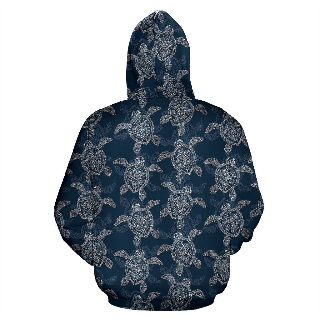 Hawaiian Blue Sea Turtle Pattern Print Women Men Pullover Hoodie-grizzshop