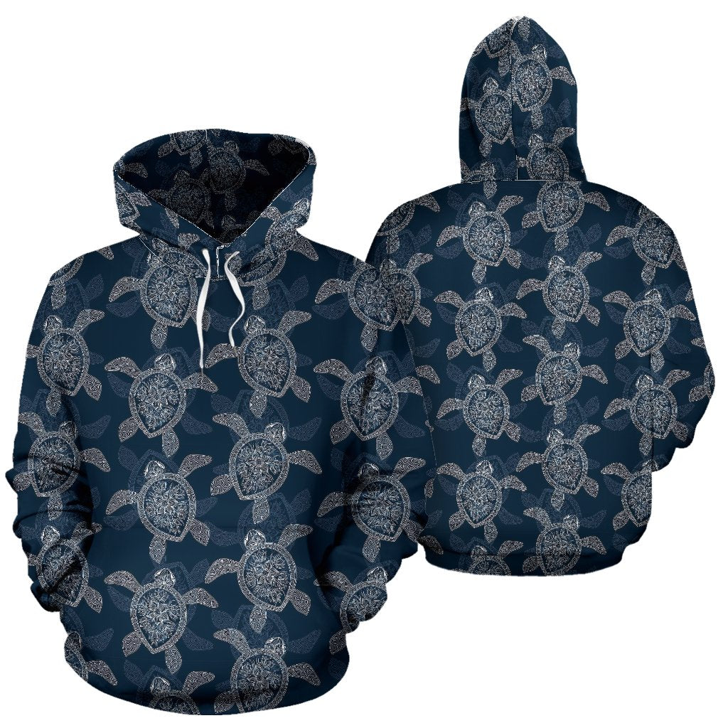 Hawaiian Blue Sea Turtle Pattern Print Women Men Pullover Hoodie-grizzshop