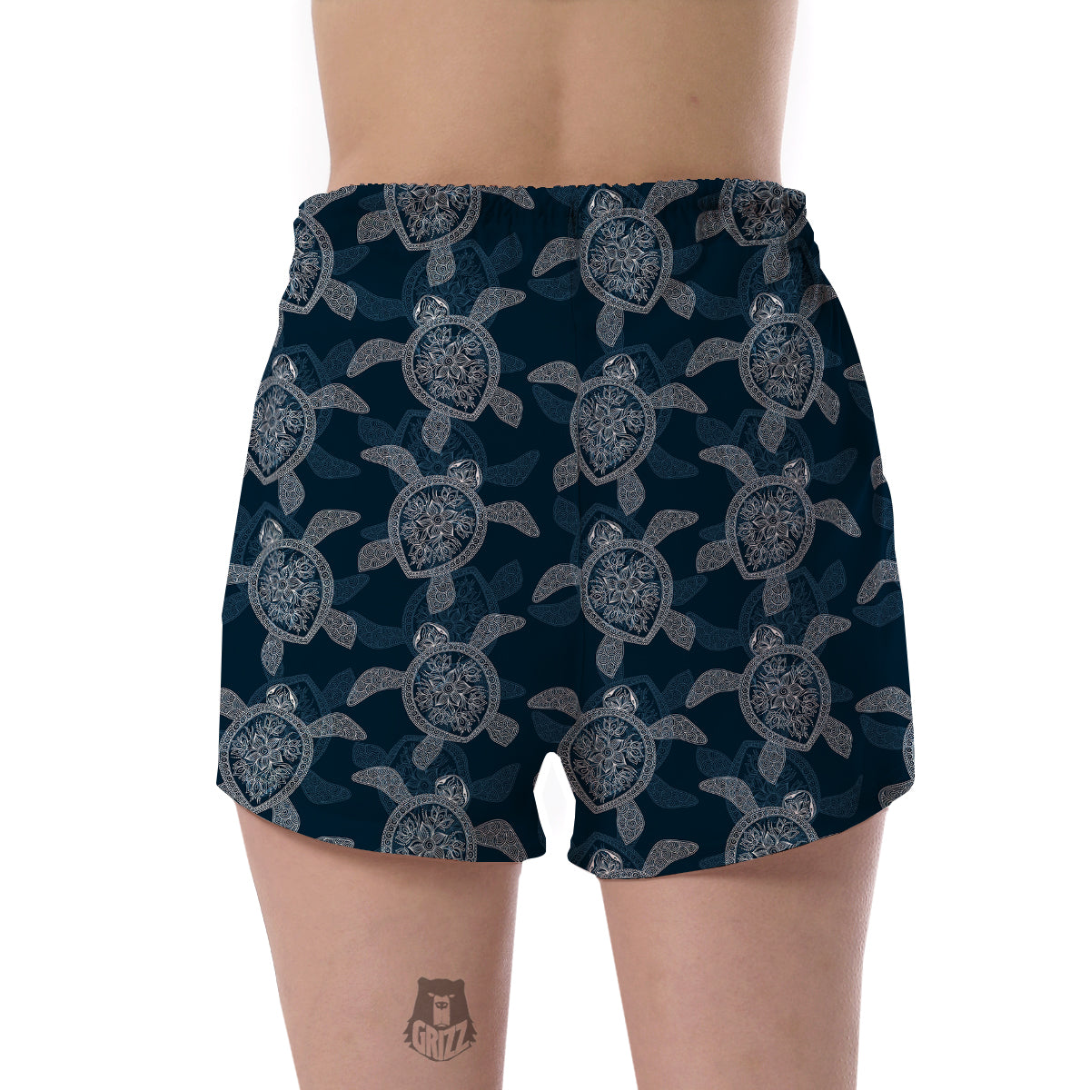 Hawaiian Blue Sea Turtle Pattern Print Women's Shorts-grizzshop
