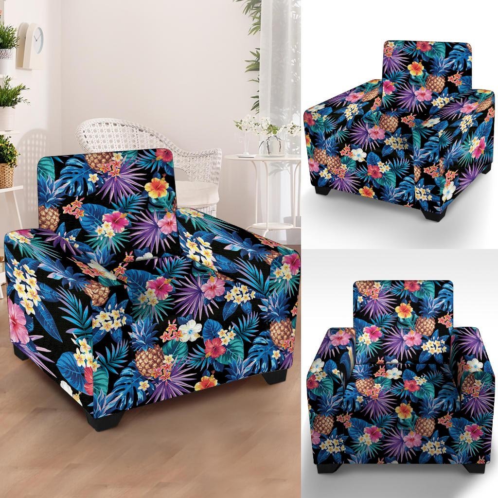 Hawaiian Floral Pineapple Print Armchair Cover-grizzshop