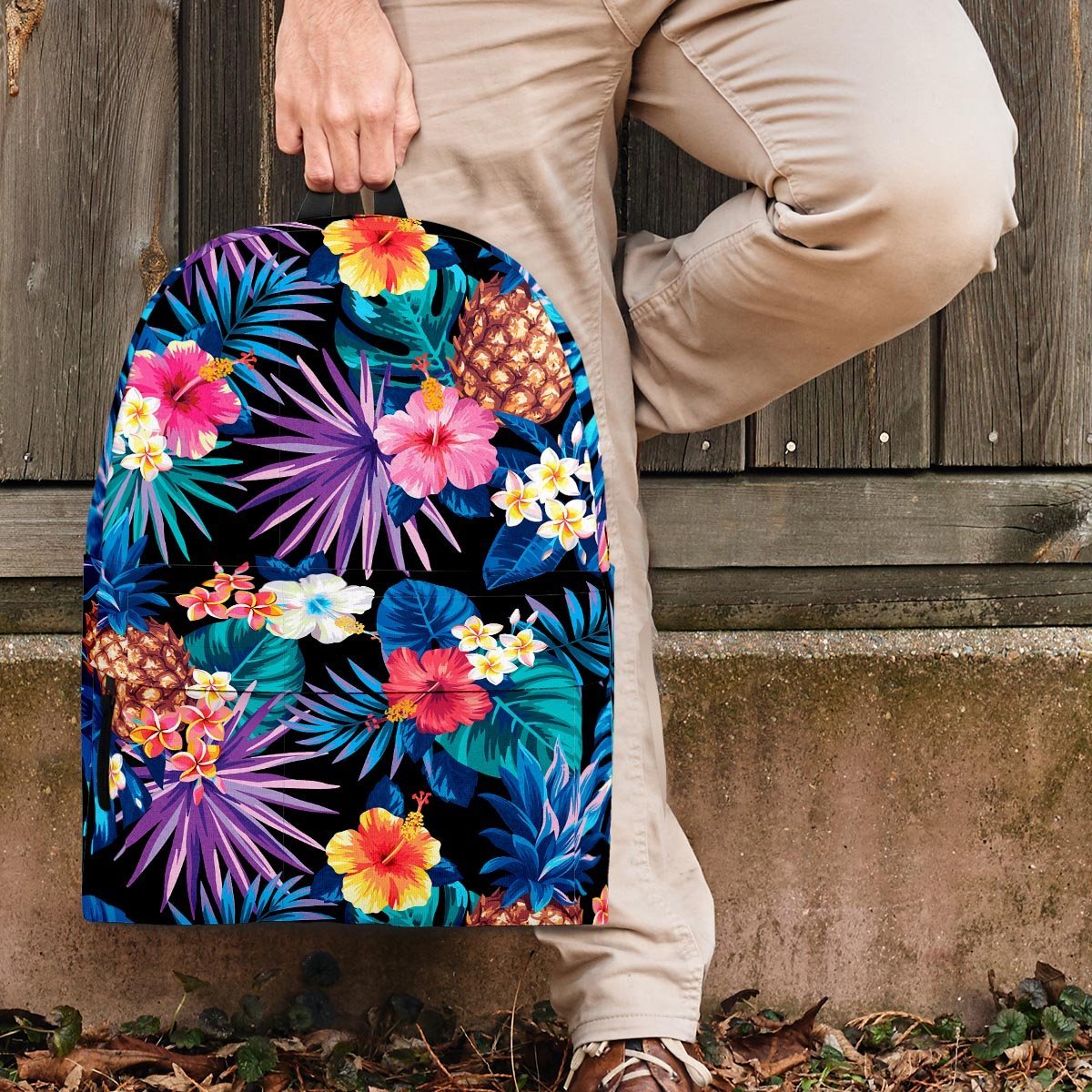 Hawaiian Floral Pineapple Print Backpack-grizzshop