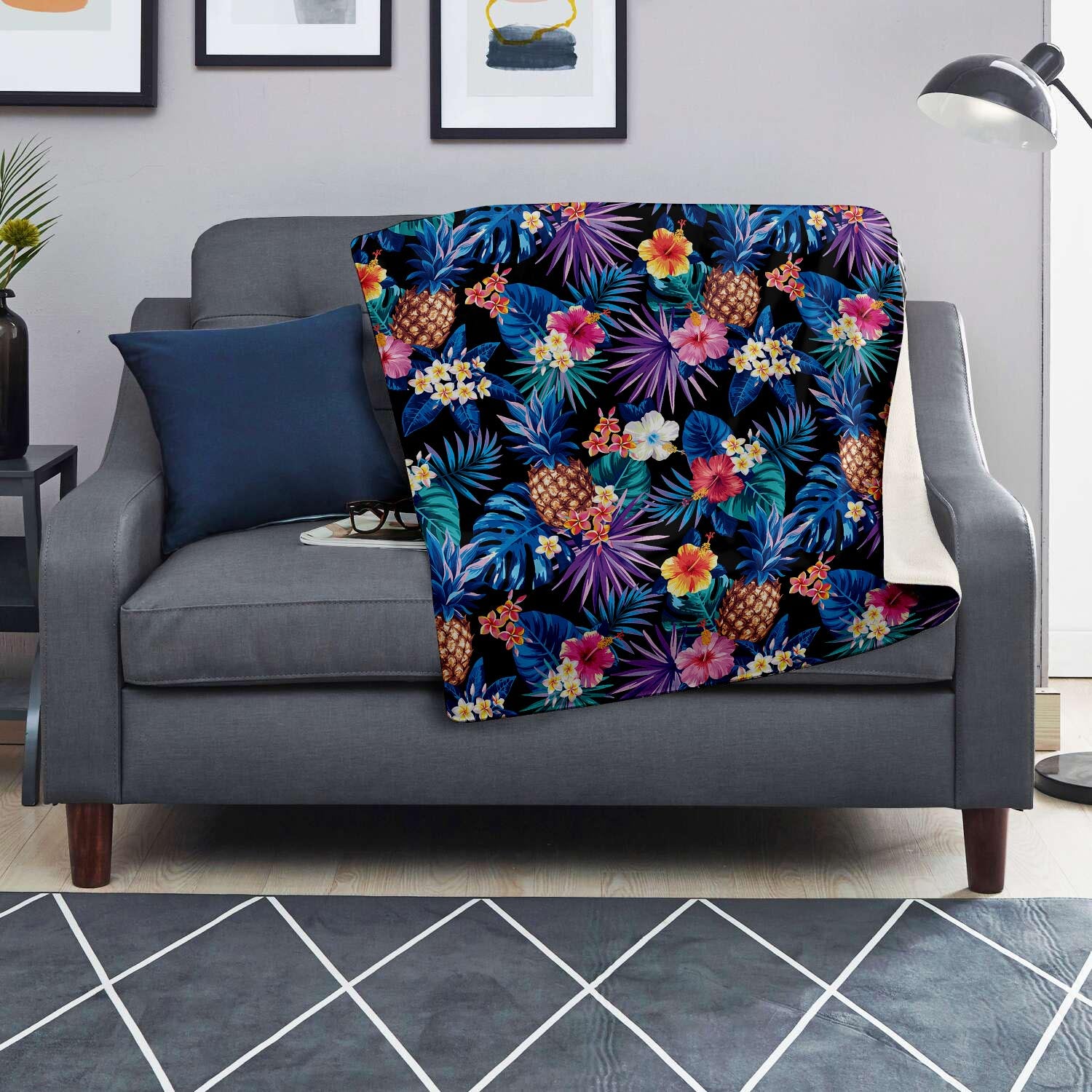 Hawaiian Floral Pineapple Print Blanket-grizzshop