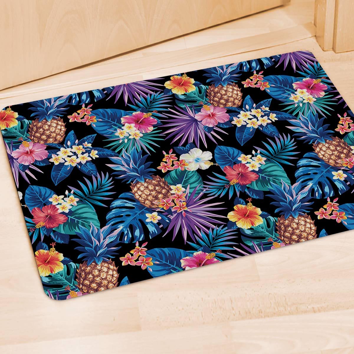 Hawaiian Floral Pineapple Print Door Mat-grizzshop