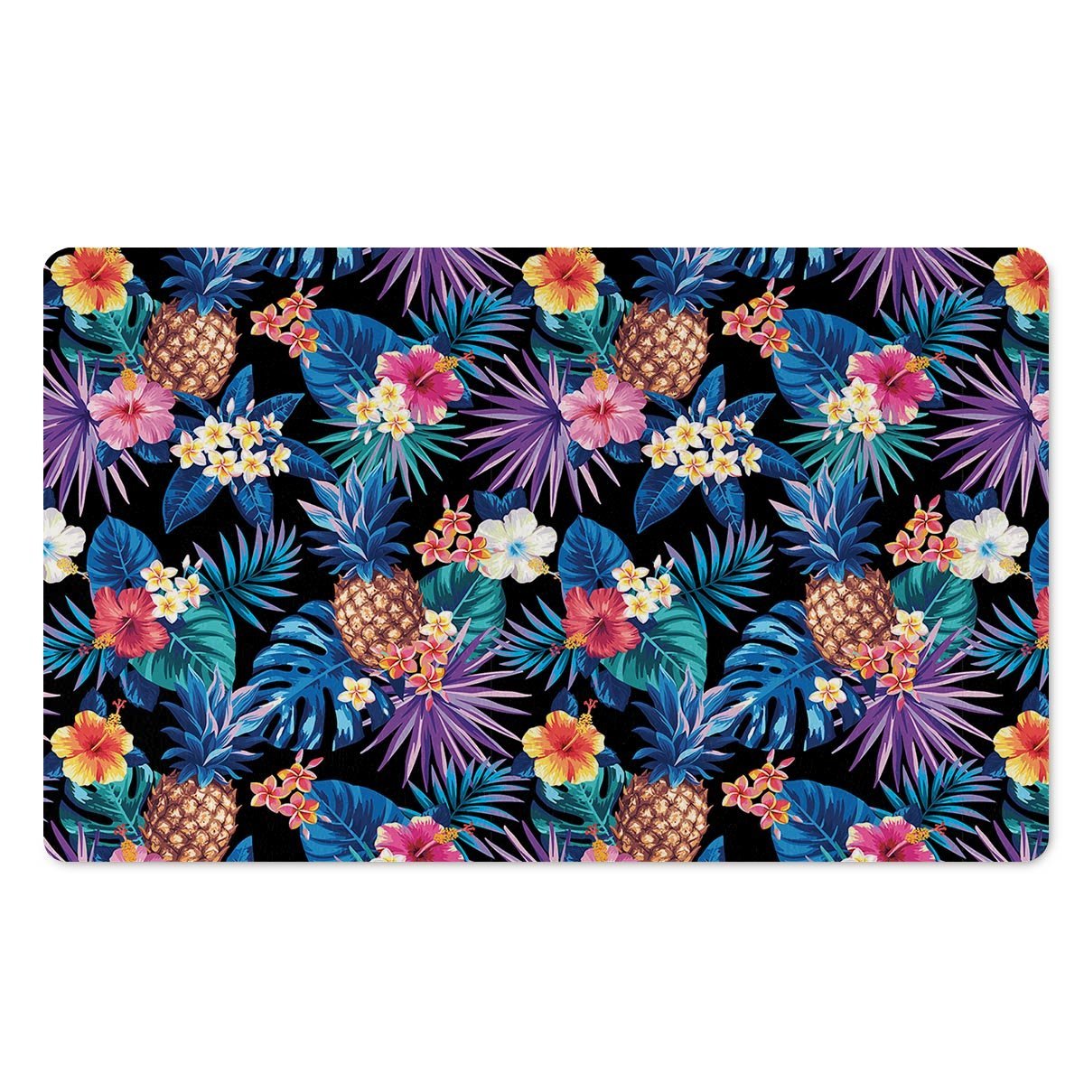 Hawaiian Floral Pineapple Print Door Mat-grizzshop