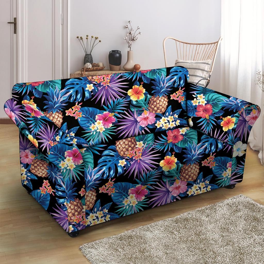 Hawaiian Floral Pineapple Print Loveseat Cover-grizzshop