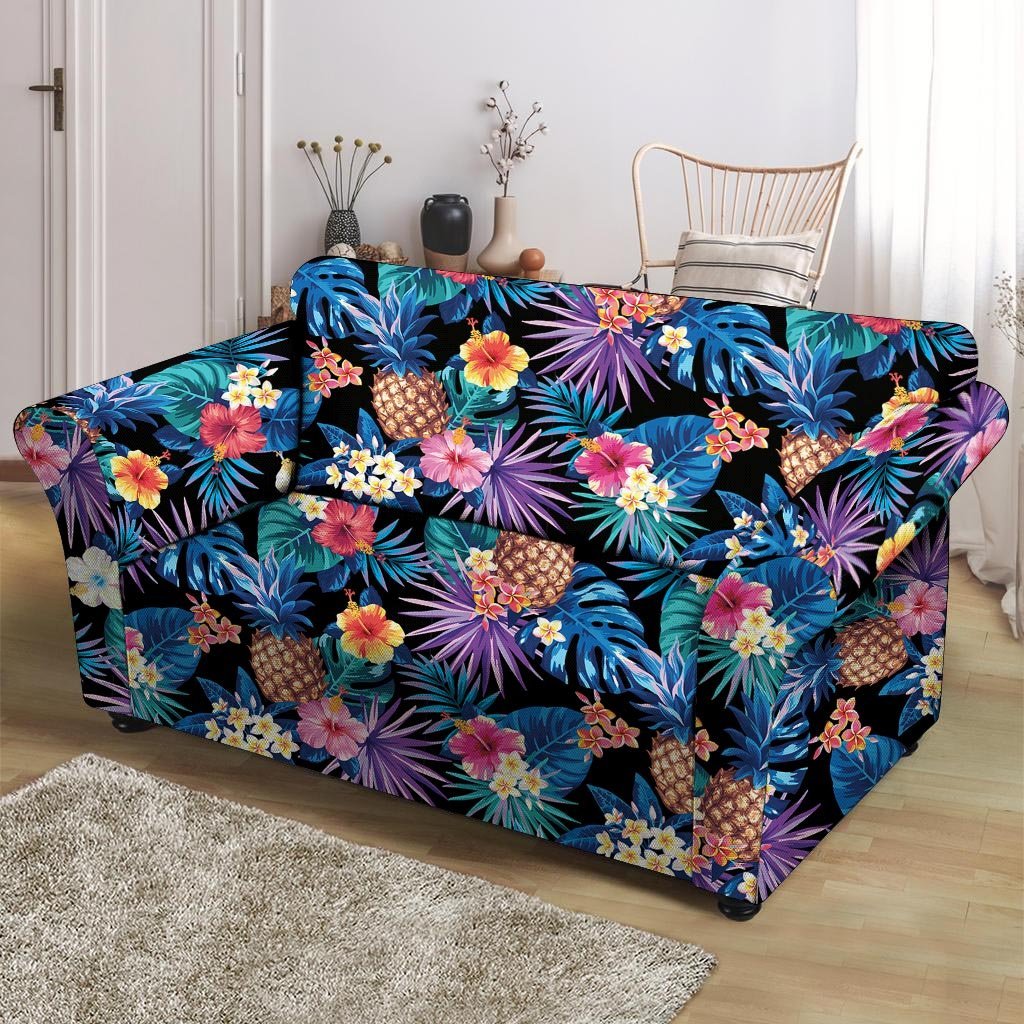 Hawaiian Floral Pineapple Print Loveseat Cover-grizzshop