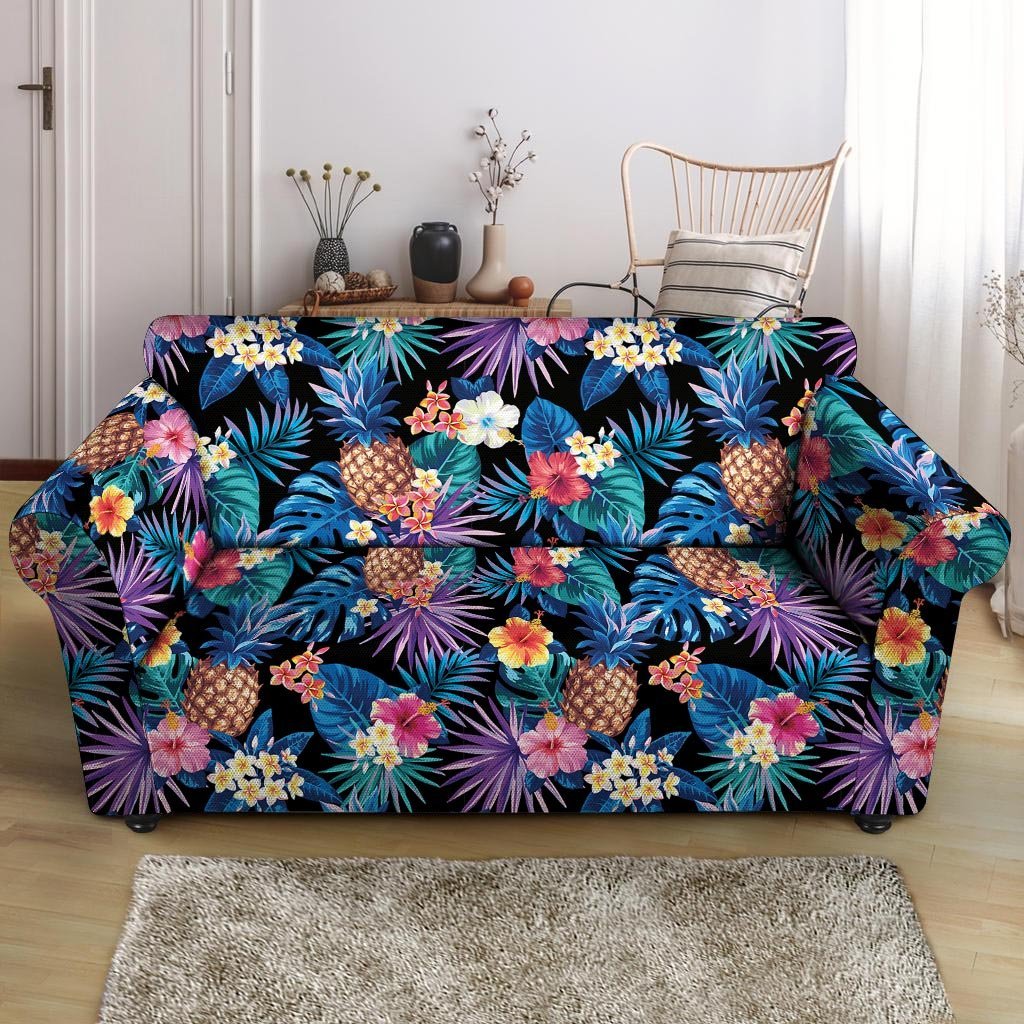 Hawaiian Floral Pineapple Print Loveseat Cover-grizzshop