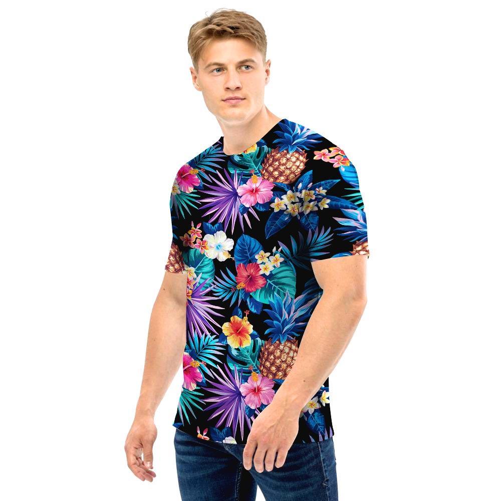 Hawaiian Floral Pineapple Print Men T Shirt-grizzshop