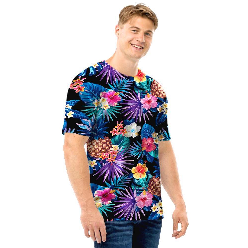 Hawaiian Floral Pineapple Print Men T Shirt-grizzshop