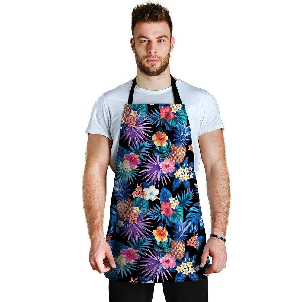 Hawaiian Floral Pineapple Print Men's Apron-grizzshop