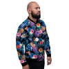 Hawaiian Floral Pineapple Print Men's Bomber Jacket-grizzshop