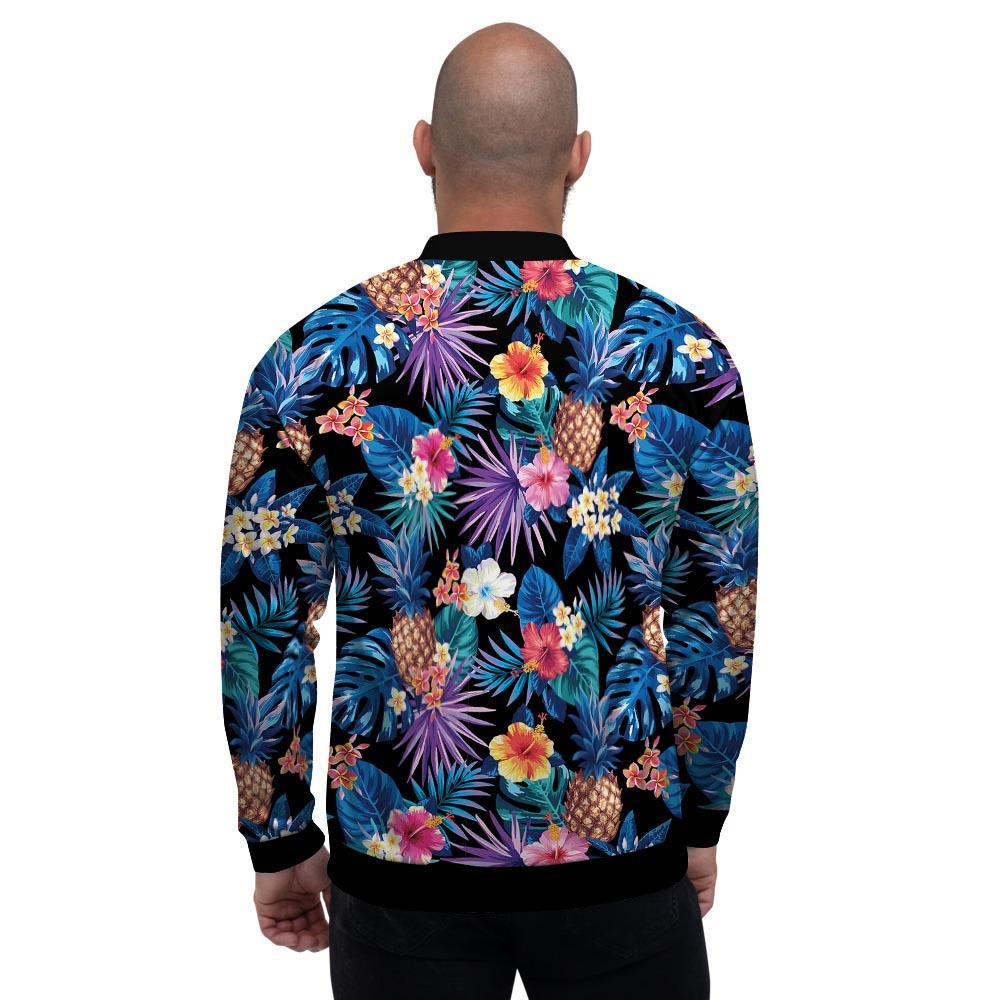 Hawaiian Floral Pineapple Print Men's Bomber Jacket-grizzshop