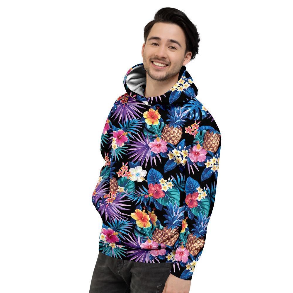 Hawaiian Floral Pineapple Print Men's Hoodie-grizzshop