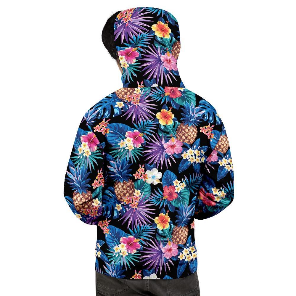 Hawaiian Floral Pineapple Print Men's Hoodie-grizzshop