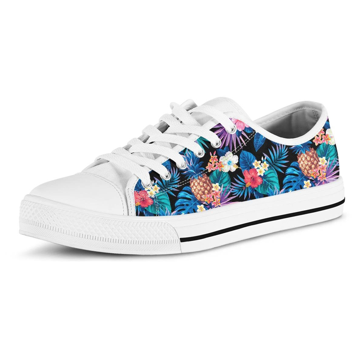 Hawaiian Floral Pineapple Print Men's Low Top Shoes-grizzshop