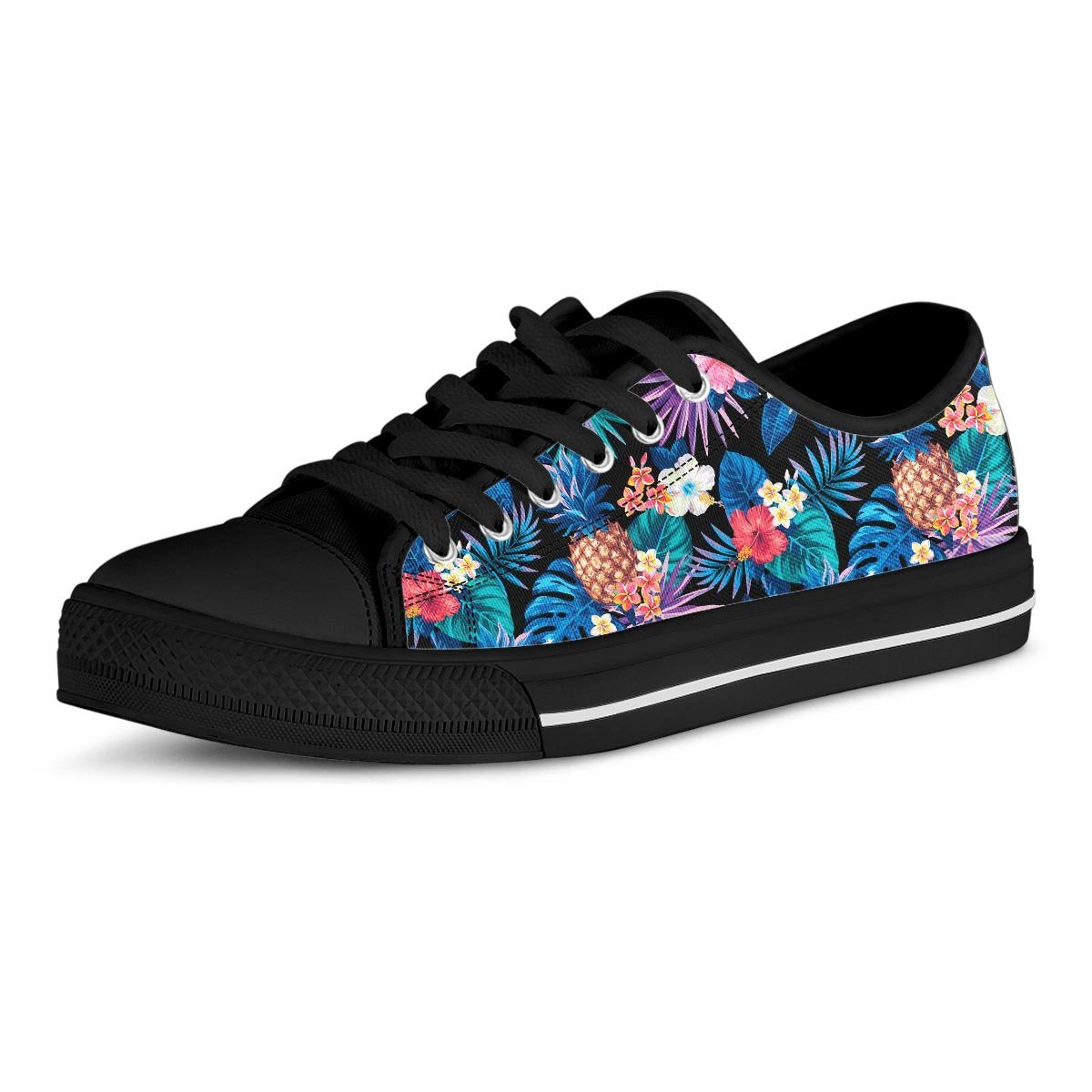 Hawaiian Floral Pineapple Print Men's Low Top Shoes-grizzshop