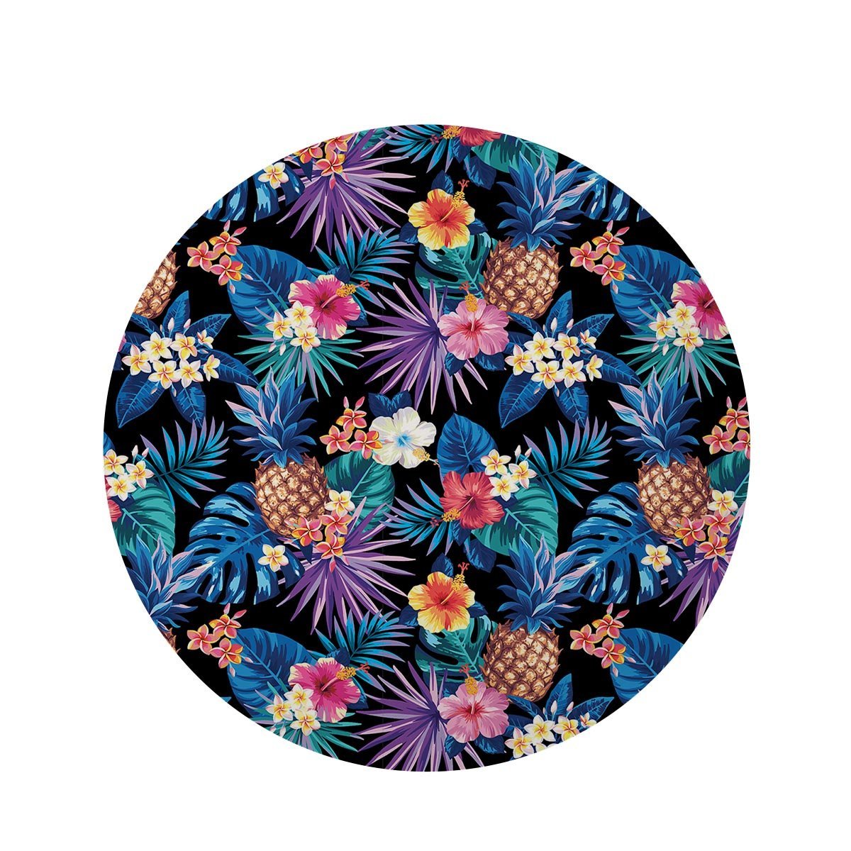 Hawaiian Floral Pineapple Print Round Rug-grizzshop