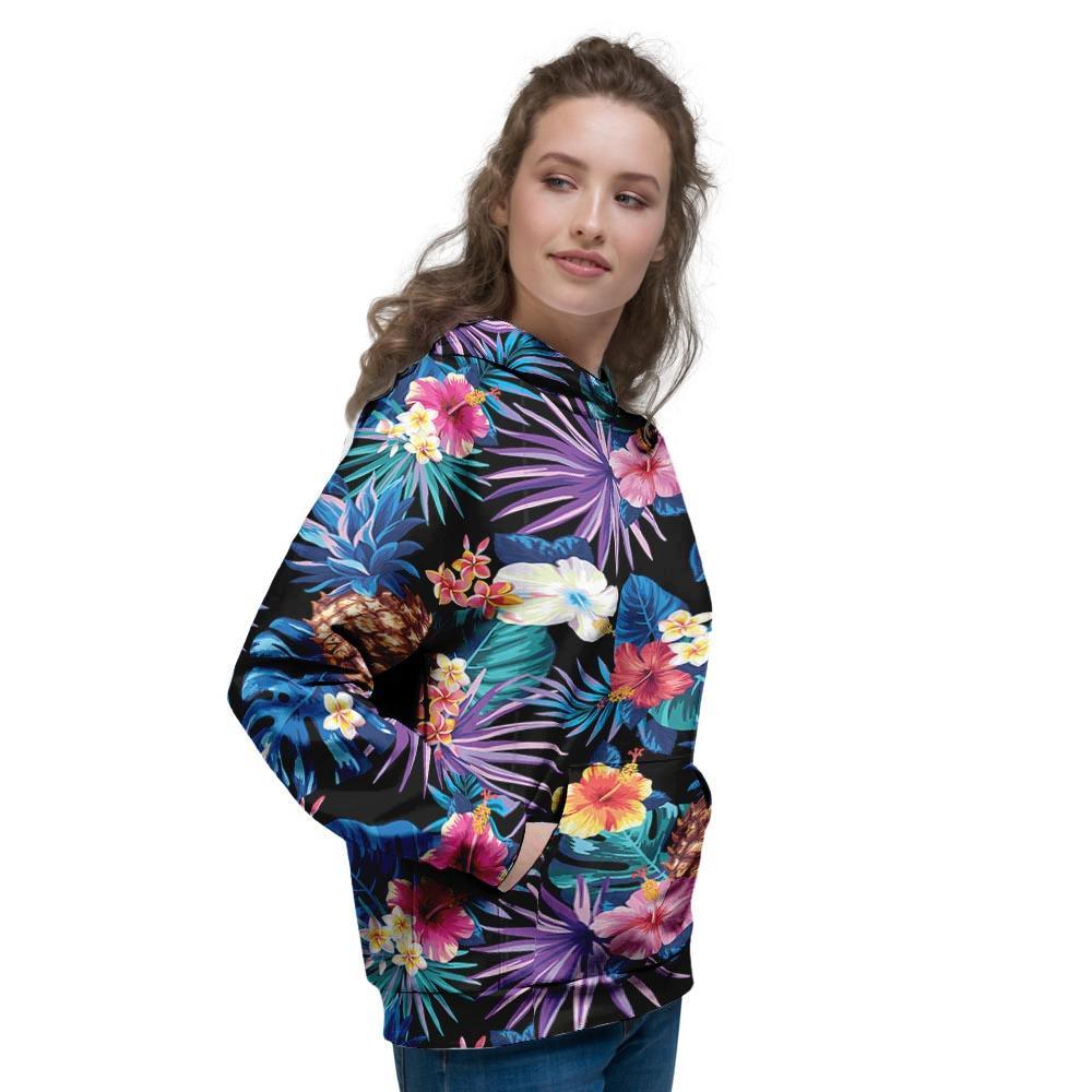 Hawaiian Floral Pineapple Print Women's Hoodie-grizzshop