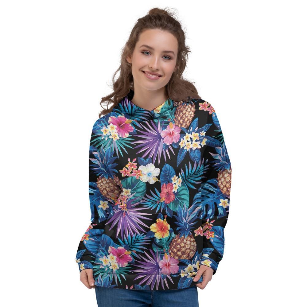 Hawaiian Floral Pineapple Print Women's Hoodie-grizzshop