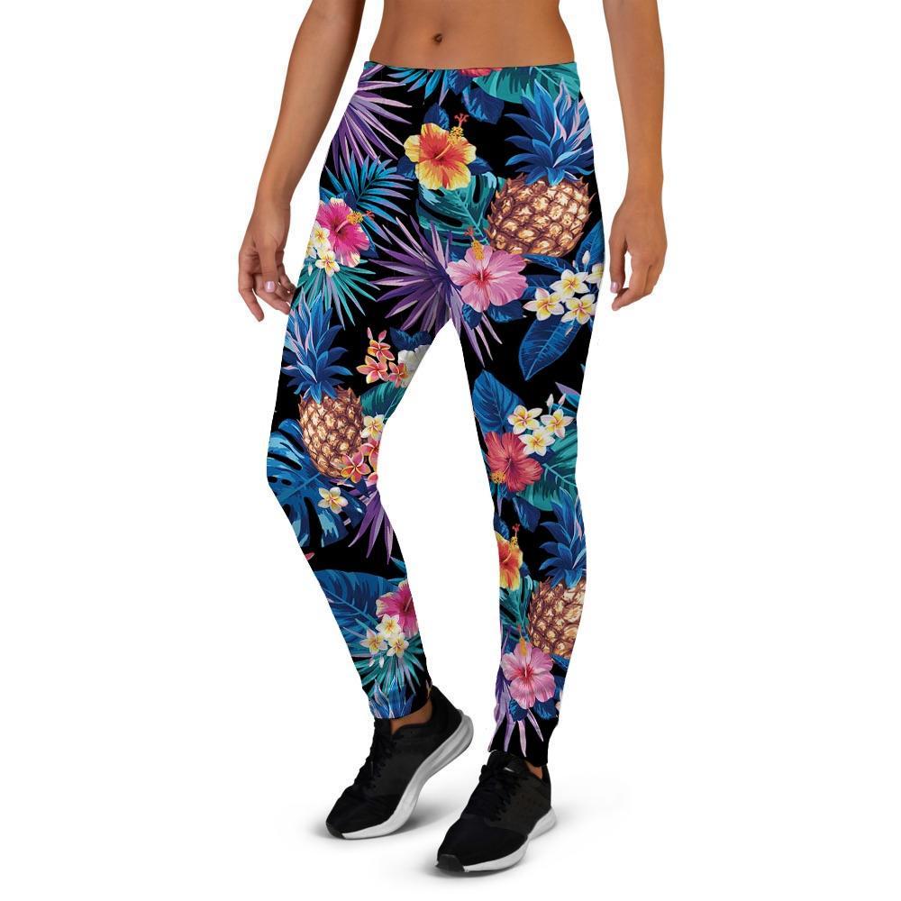 Hawaiian Floral Pineapple Print Women's Joggers-grizzshop