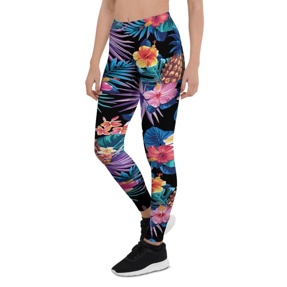 Hawaiian Floral Pineapple Print Women's Leggings-grizzshop