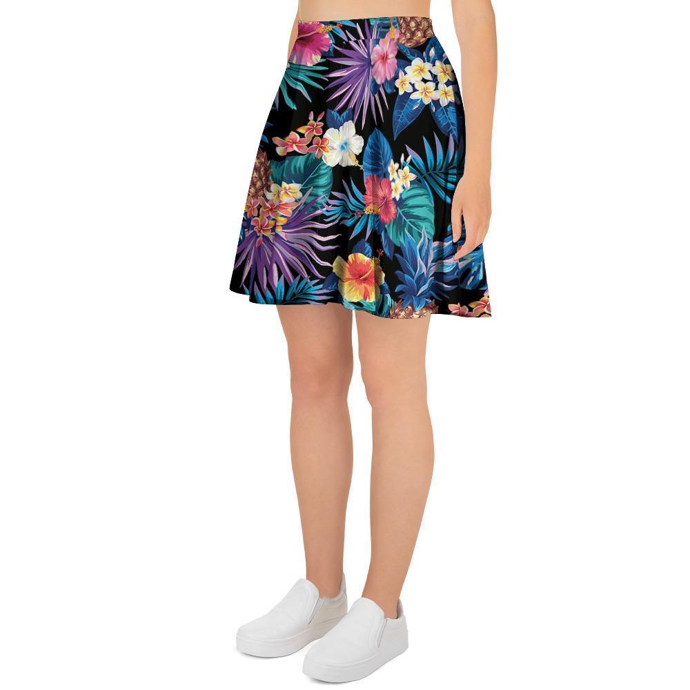 Hawaiian Floral Pineapple Print Women's Skirt-grizzshop