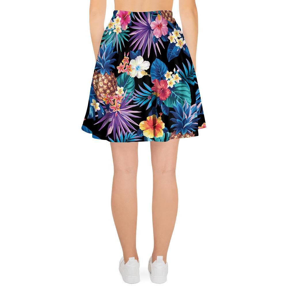 Hawaiian Floral Pineapple Print Women's Skirt-grizzshop