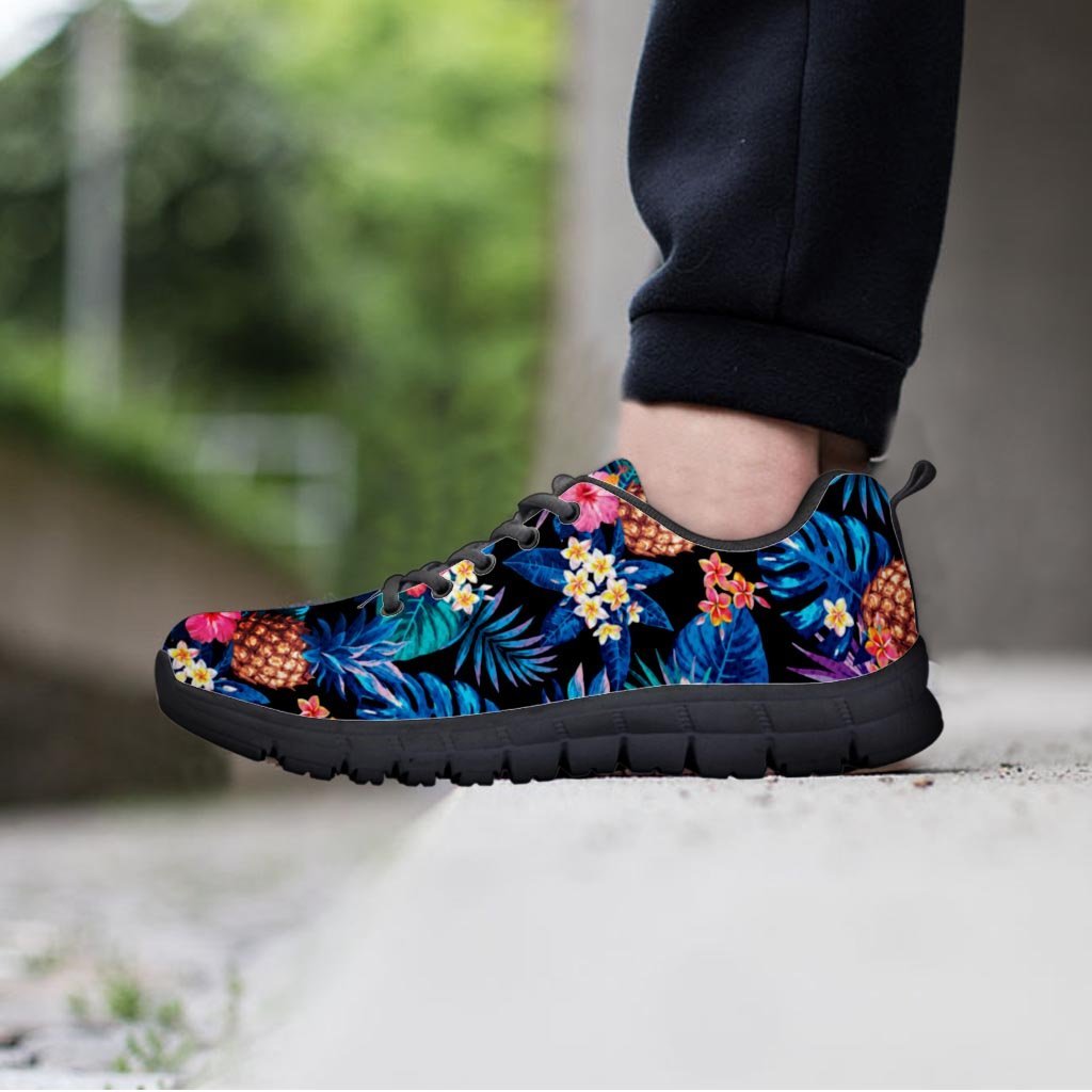 Hawaiian Floral Pineapple Print Women's Sneakers-grizzshop