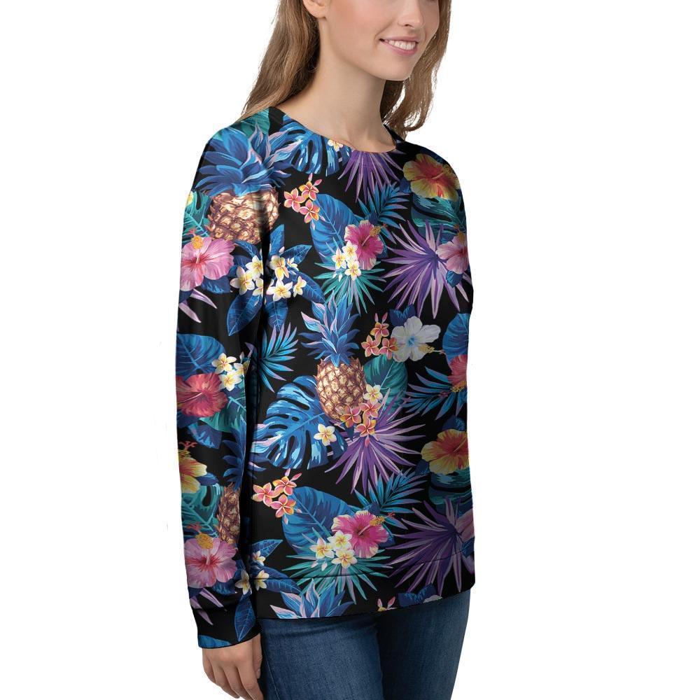 Hawaiian Floral Pineapple Print Women's Sweatshirt-grizzshop