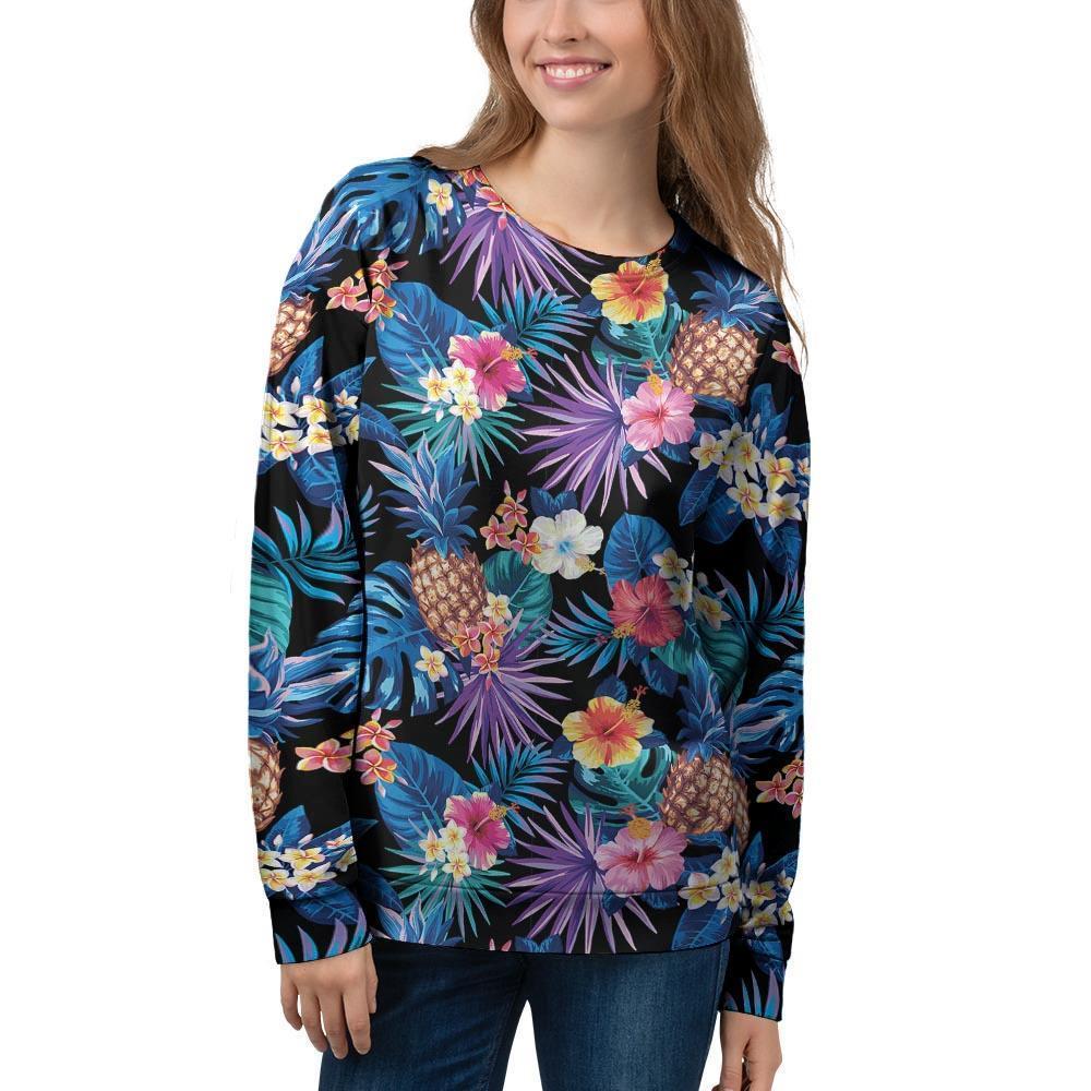 Hawaiian Floral Pineapple Print Women's Sweatshirt-grizzshop