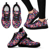 Hawaiian Floral Tropical Flower Hibiscus Palm Leaves Pattern Print Black Sneaker Shoes For Men Women-grizzshop
