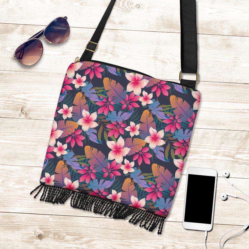 Hawaiian Floral Tropical Flower Hibiscus Palm Leaves Pattern Print Crossbody Bags-grizzshop