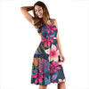 Hawaiian Floral Tropical Flower Hibiscus Palm Leaves Pattern Print Dress-grizzshop