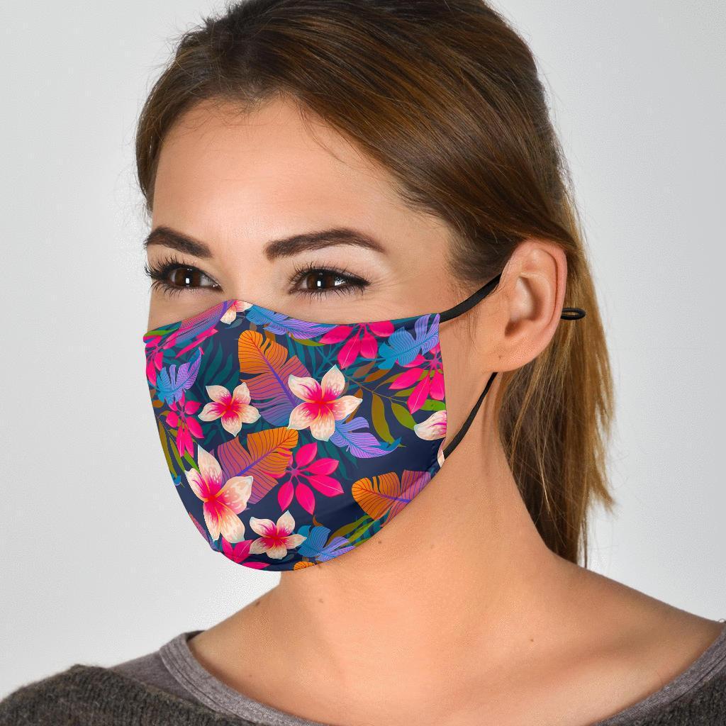 Hawaiian Floral Tropical Flower Hibiscus Palm Leaves Pattern Print Face Mask-grizzshop