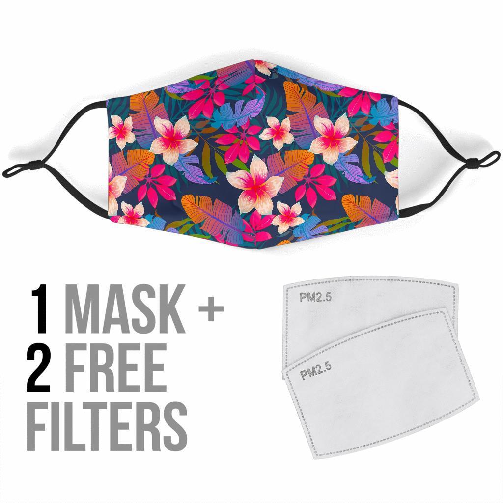 Hawaiian Floral Tropical Flower Hibiscus Palm Leaves Pattern Print Face Mask-grizzshop