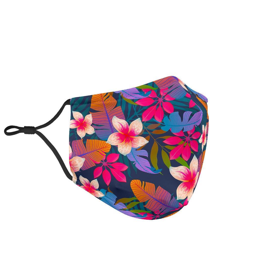 Hawaiian Floral Tropical Flower Hibiscus Palm Leaves Pattern Print Face Mask-grizzshop