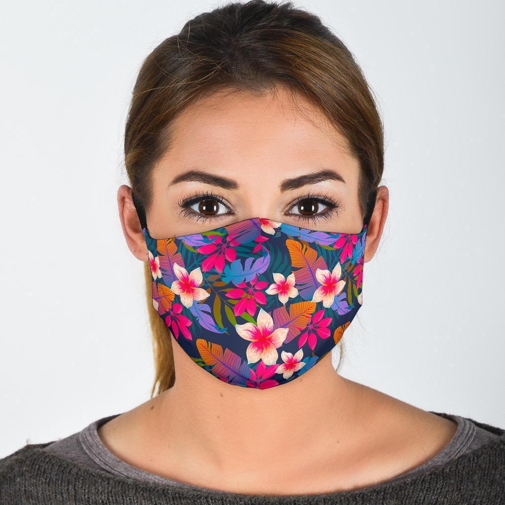 Hawaiian Floral Tropical Flower Hibiscus Palm Leaves Pattern Print Face Mask-grizzshop